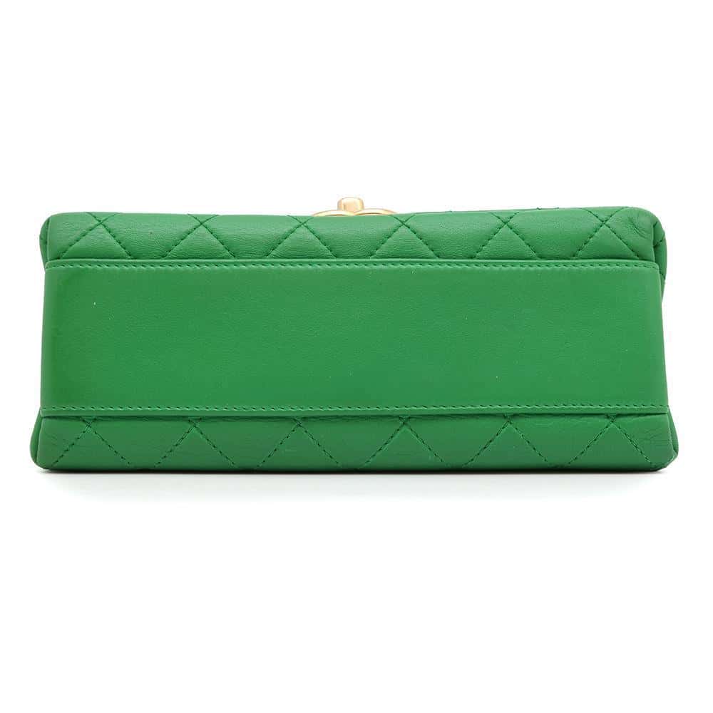 CHANEL Matelasse Top Handle 2WAY Green Lambskin