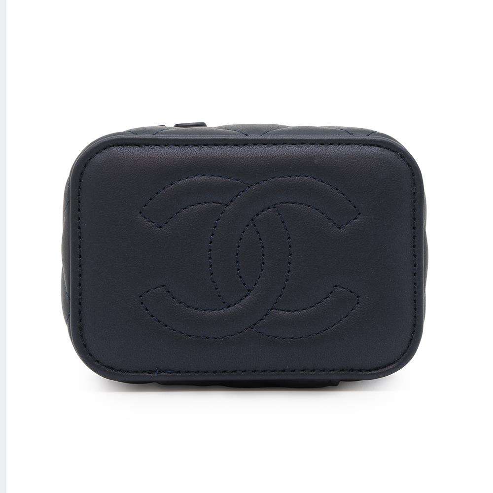 CHANEL Matelasse 2WAY ChainShoulder Vanity NavyAP2198 Lambskin