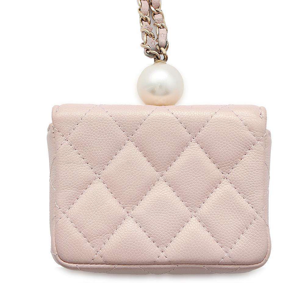 CHANEL Matelasse Chain Flap Coin Purse PinkAP2119 Caviar Leather