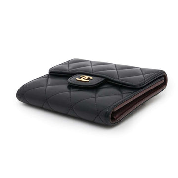 CHANEL Matelasse compact wallet BlackA82288 Lambskin