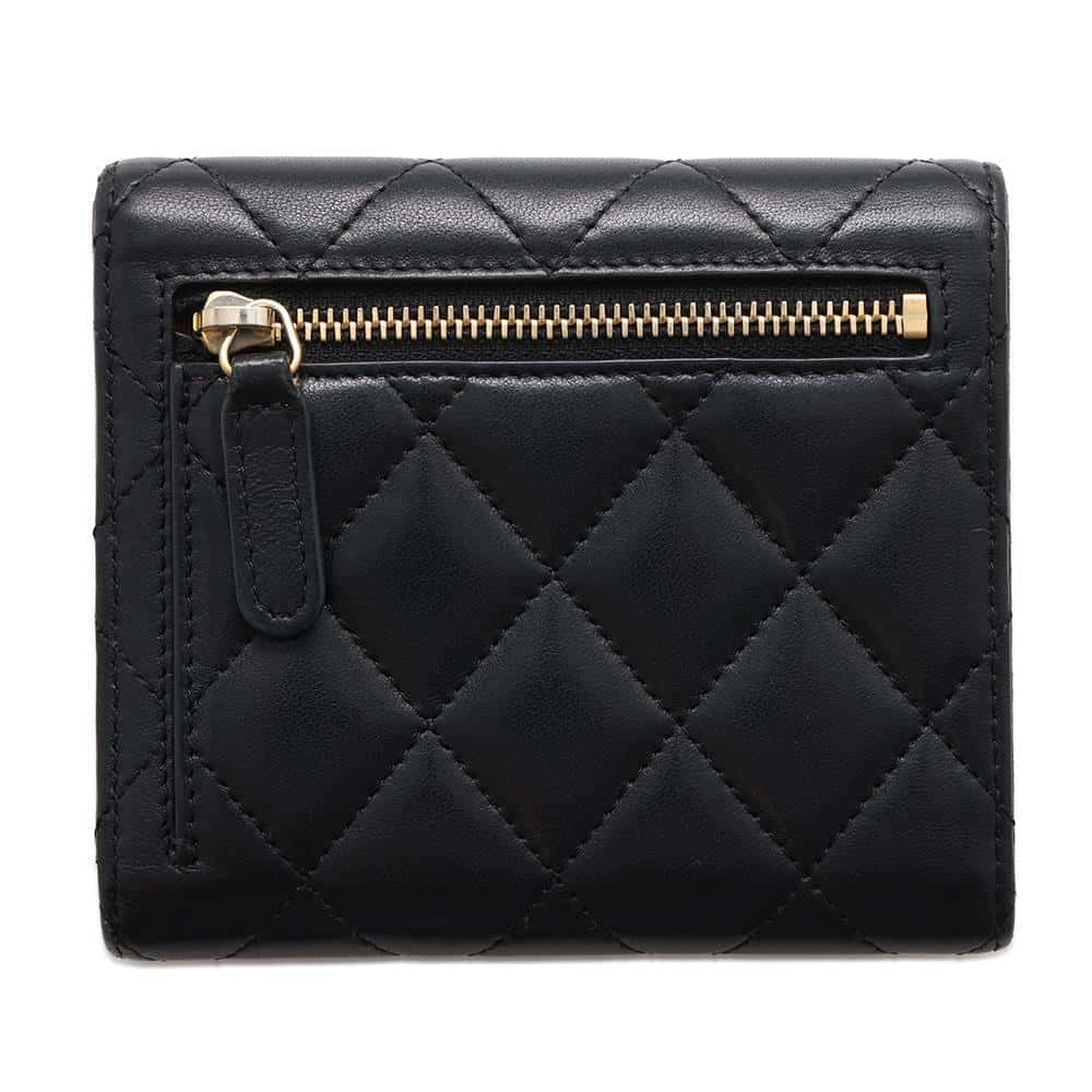 CHANEL Matelasse compact wallet BlackA82288 Lambskin