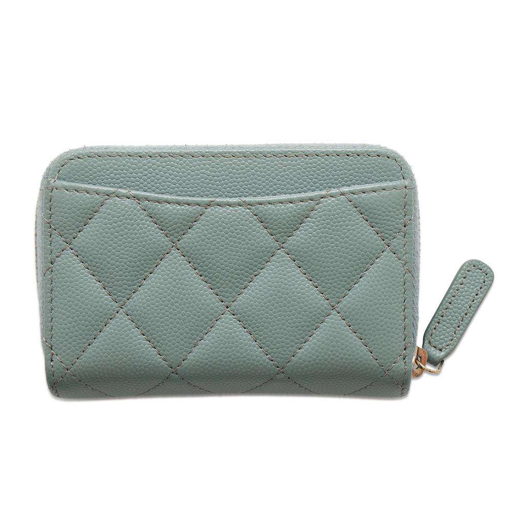 CHANEL Matelasse Classic Zip Coin Purse Light GreenAP0216 Caviar Leather