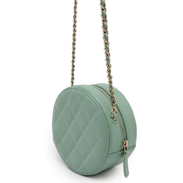 CHANEL Round Shoulder Bag Light GreenA70657 Lambskin