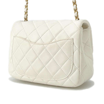 CHANEL Mini Materasse Chain Shoulder White Lambskin