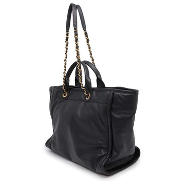 CHANEL Deauville embossed tote BlackAS3257 Lambskin Size Large