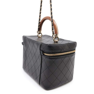 CHANEL Vanity Bag ChainShoulder Bag Black Leather