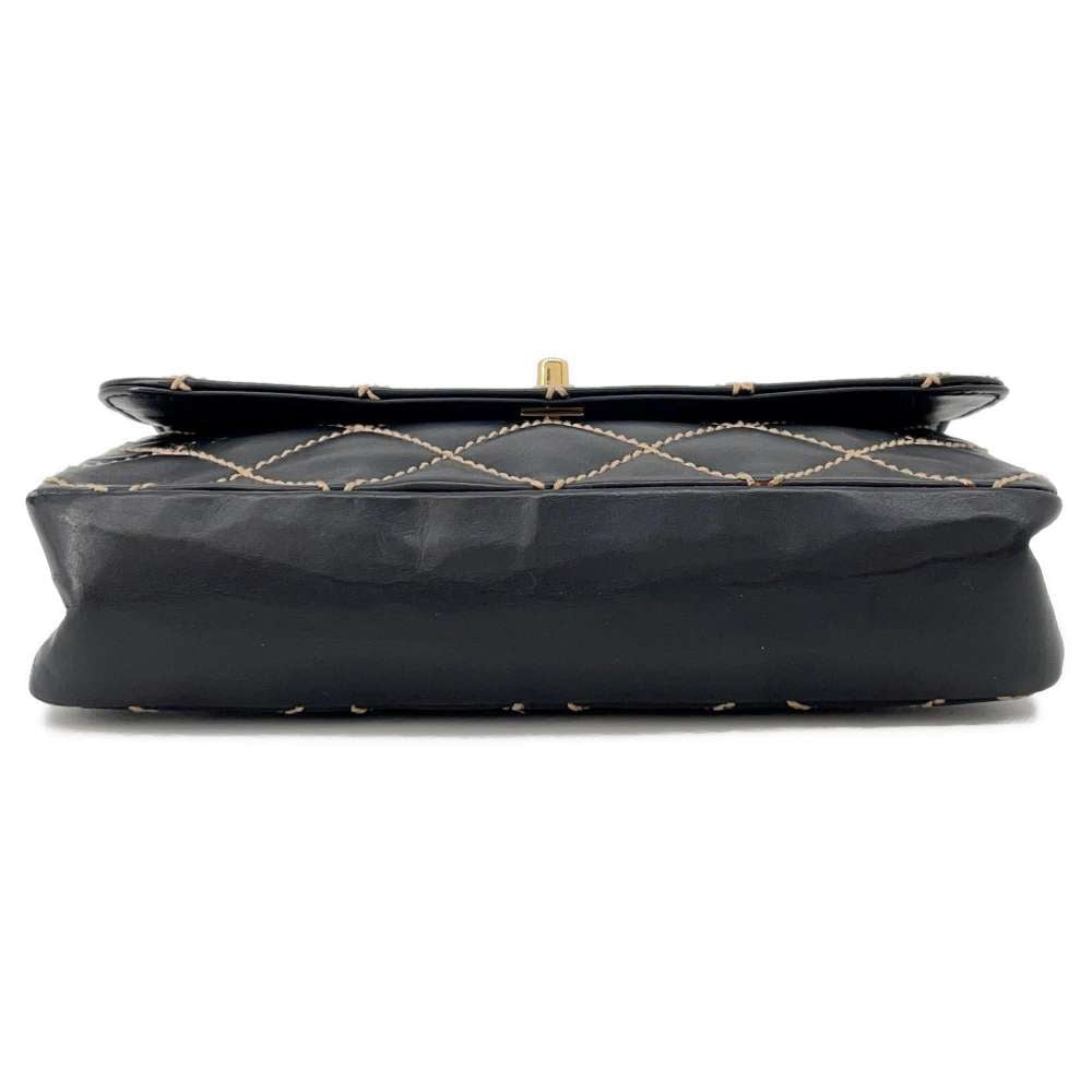 CHANEL Wild Stitch Flap Shoulder Black Leather