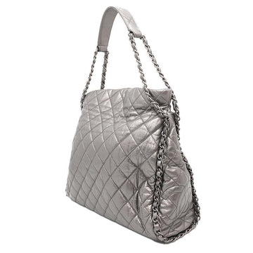 CHANEL Around Chain Shoulder Silver Leather
