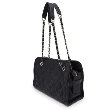 CHANEL French Riviera Chain Tote Black Caviar Leather