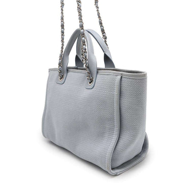 CHANEL Deauville shopping bag Blue GrayAS3257 Mix Fiber Size Small