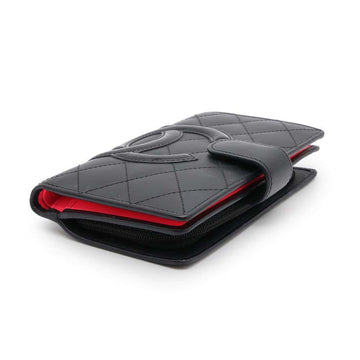 CHANEL Cambon Bifold Wallet BlackA50080 Leather/Enamel