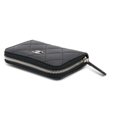 CHANEL Matelasse Classic Zip Coin Purse BlackAP0216 Caviar Leather