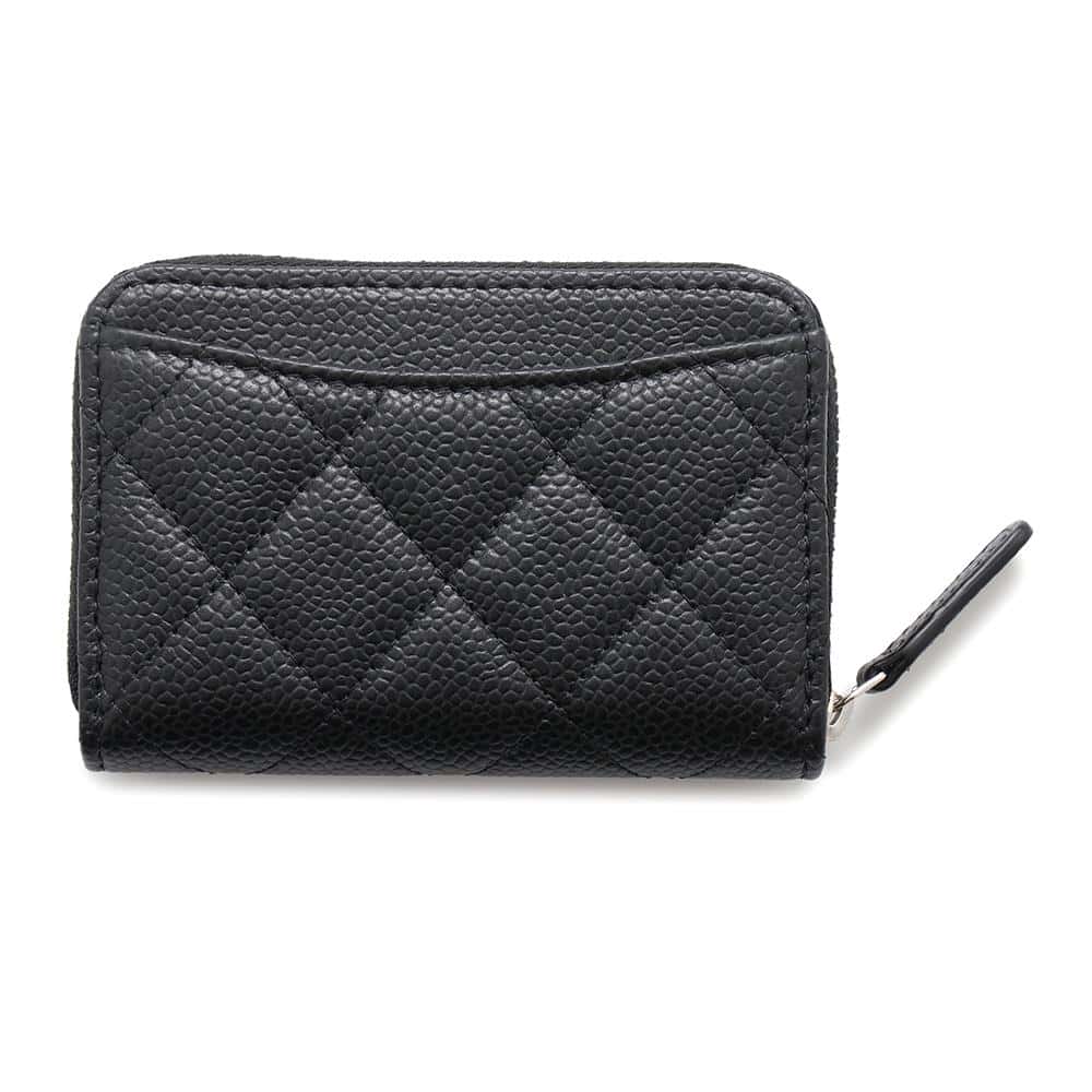 CHANEL Matelasse Classic Zip Coin Purse BlackAP0216 Caviar Leather