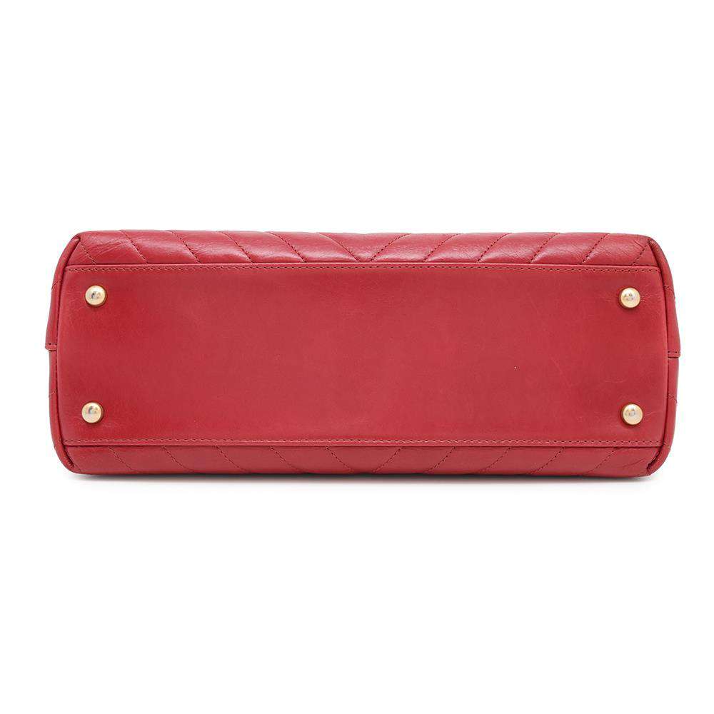 CHANEL Top Handle Chain 2wayBag RedA92991 Calf Leather