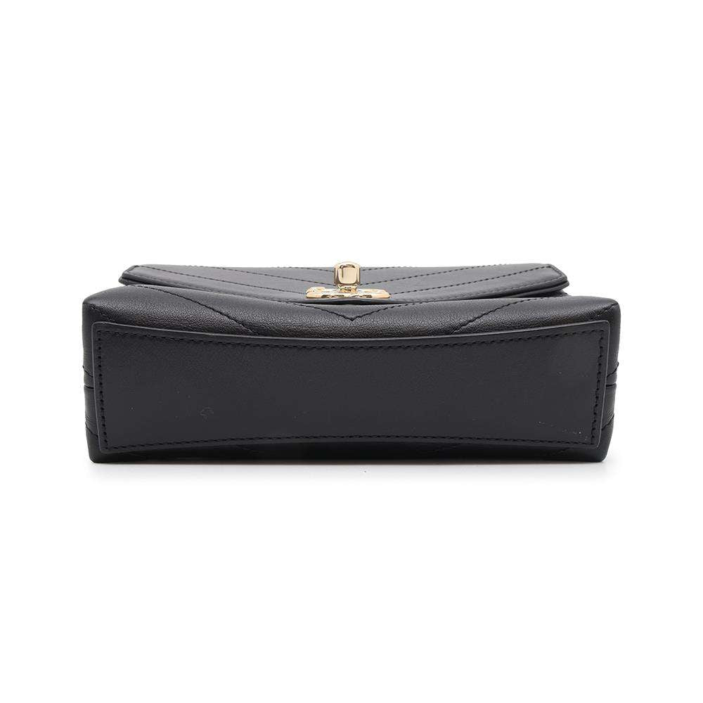 CHANEL V Stitch ChainShoulder Black Leather