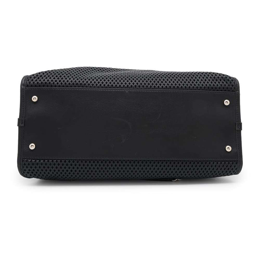 CHANEL French Viera Punching Chain Shoulder Black Leather