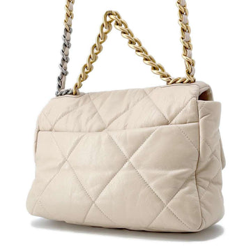 CHANEL CHANEL 19 ChainShoulder Bag BeigeAS1161 Lambskin Size Large