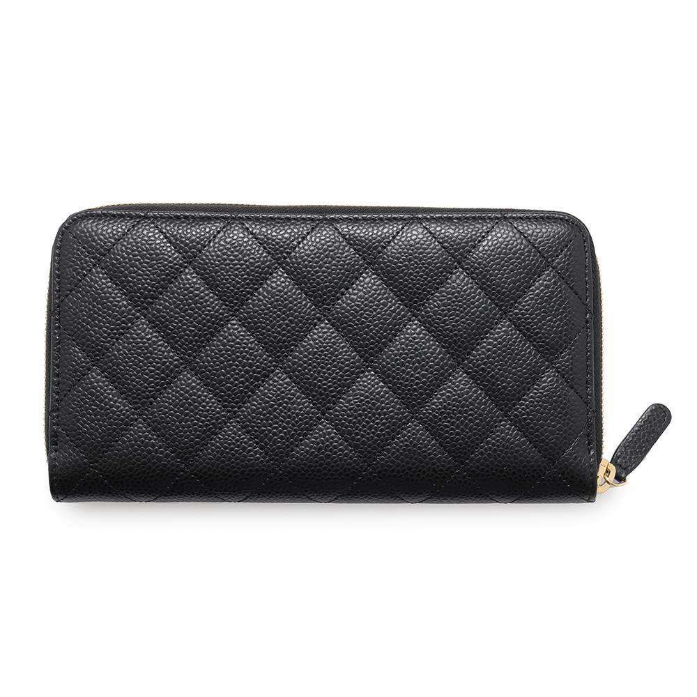 CHANEL Matelasse Zip Around Chozai Cloth BlackA50097 Caviar Leather