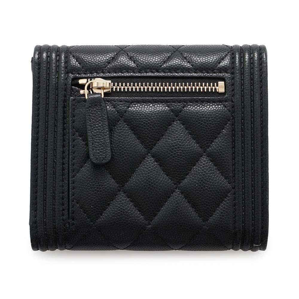 CHANEL Boy Chanel Small Flap Wallet BlackA80734 Caviar Leather