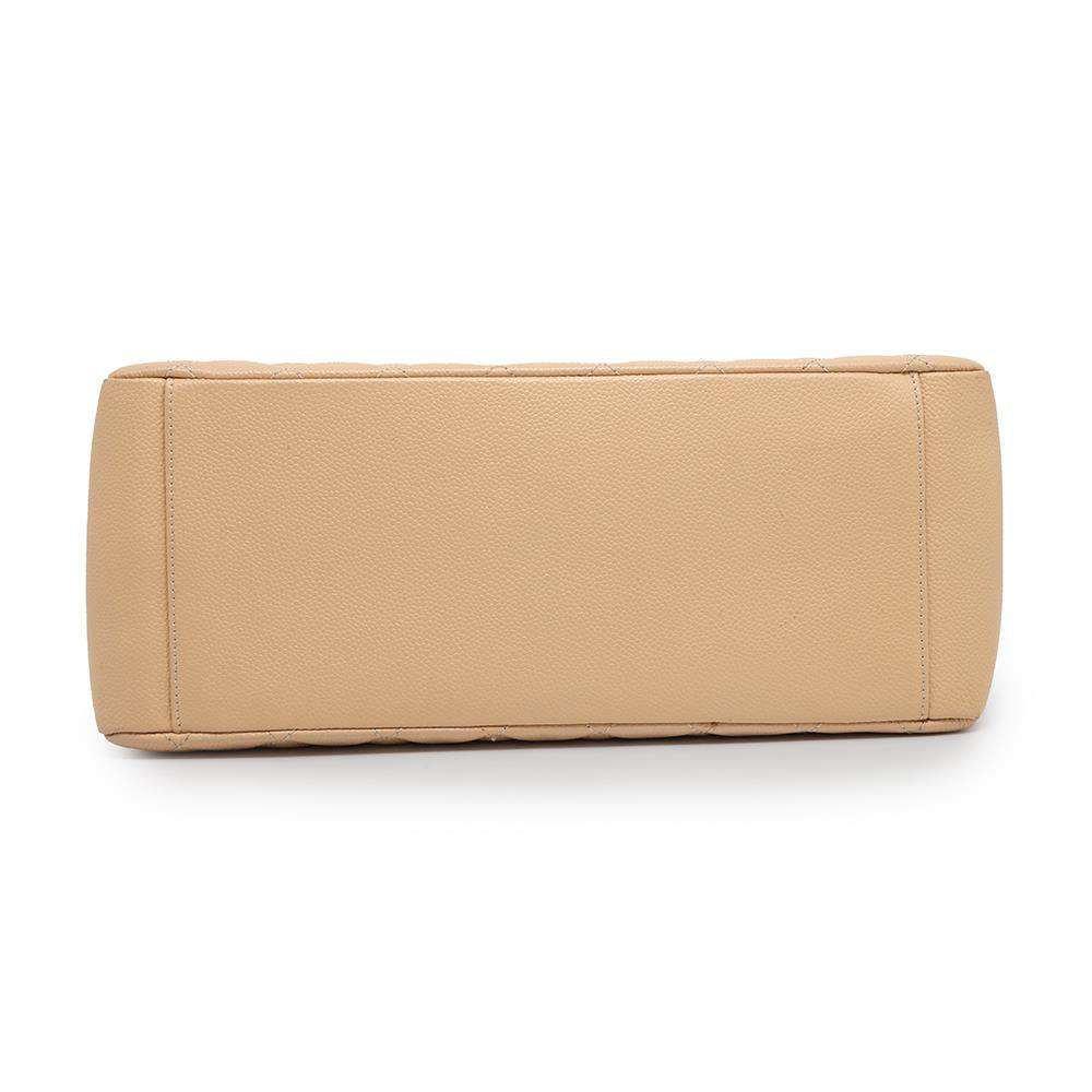CHANEL CC Logo Matelasse GST BeigeA50995 Caviar Leather