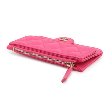 CHANEL Matelasse Coin Card Case PinkAP2570 Caviar Leather