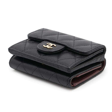 CHANEL Matelasse CC Logo Classic Small Flap Wallet Tri-Fold Wallet BlackAP0230 Caviar Leather