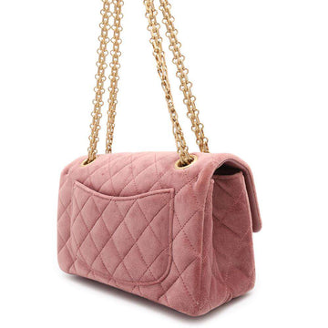 CHANEL 2.55 ChainShoulder Bag PinkAS0874 Velvet Size Mini