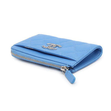 CHANEL Matelasse Fragment Card Case BlueAP3836 Caviar Leather