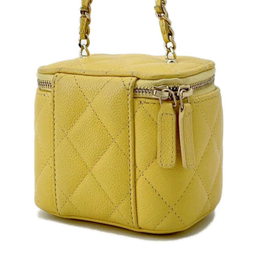 CHANEL Vanity ChainShoulder Bag YellowAP2624 Caviar Leather Size Mini