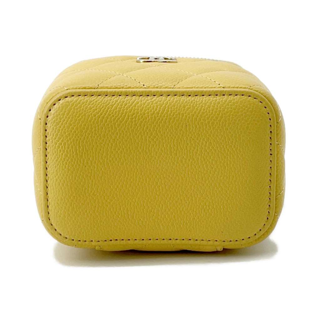 CHANEL Vanity ChainShoulder Bag YellowAP2624 Caviar Leather Size Mini