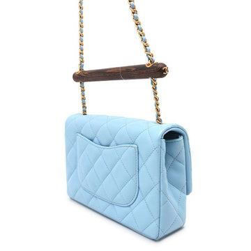 CHANEL Métiers d'Art Wood Handle ChainShoulder Bag Light BlueAS4151 Lambskin