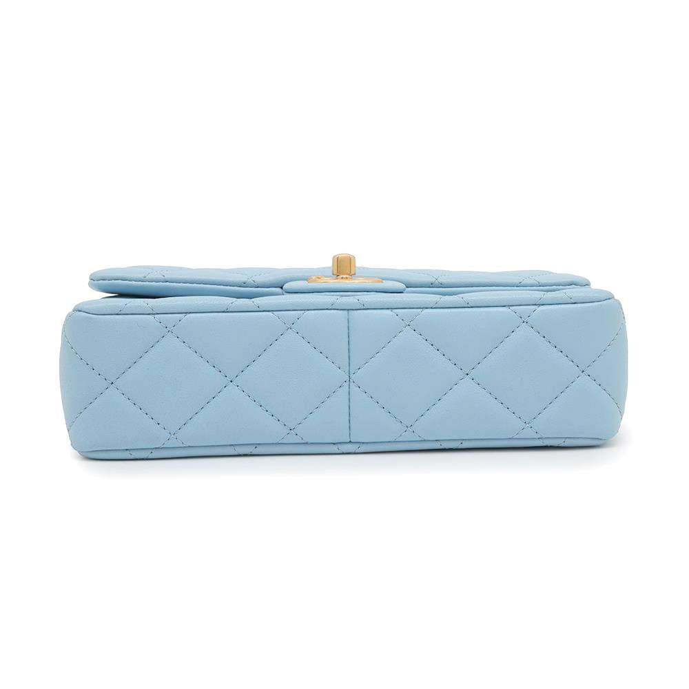 CHANEL Métiers d'Art Wood Handle ChainShoulder Bag Light BlueAS4151 Lambskin