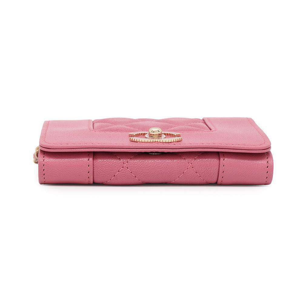 CHANEL Mademoiselle Chain Wallet Pink Lambskin