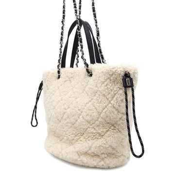 CHANEL Coco Neige 2WAY Shoulder Bag IvoryAS0981 Mouton Leather