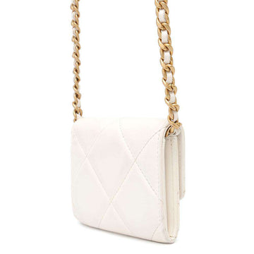 CHANEL CHANEL19 ChainShoulder Coin purse WhiteAP1787 Lambskin