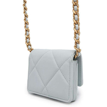 CHANEL CHANEL19 Chain Flap Wallet Light BlueAP1787 Lambskin