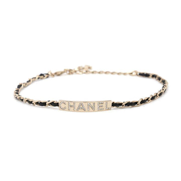 CHANEL Choker Crystal logo choker Black Metal  Rhinestone
