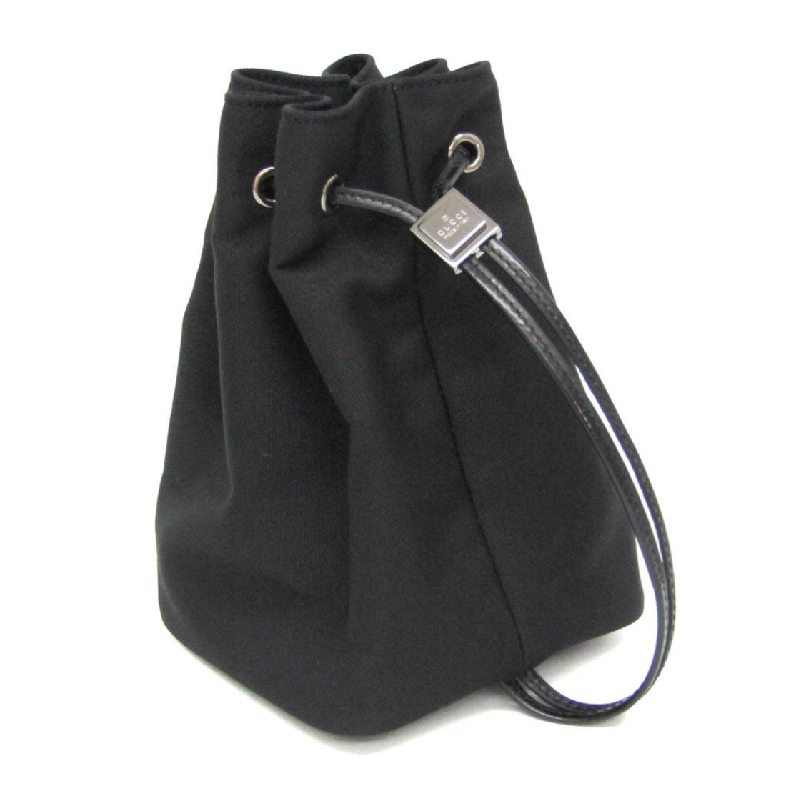 Gucci Drawstring Black Canvas Clutch Bag