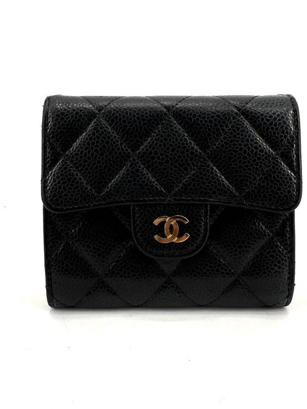 Caviar gold flap bi fold wallet Chanel
