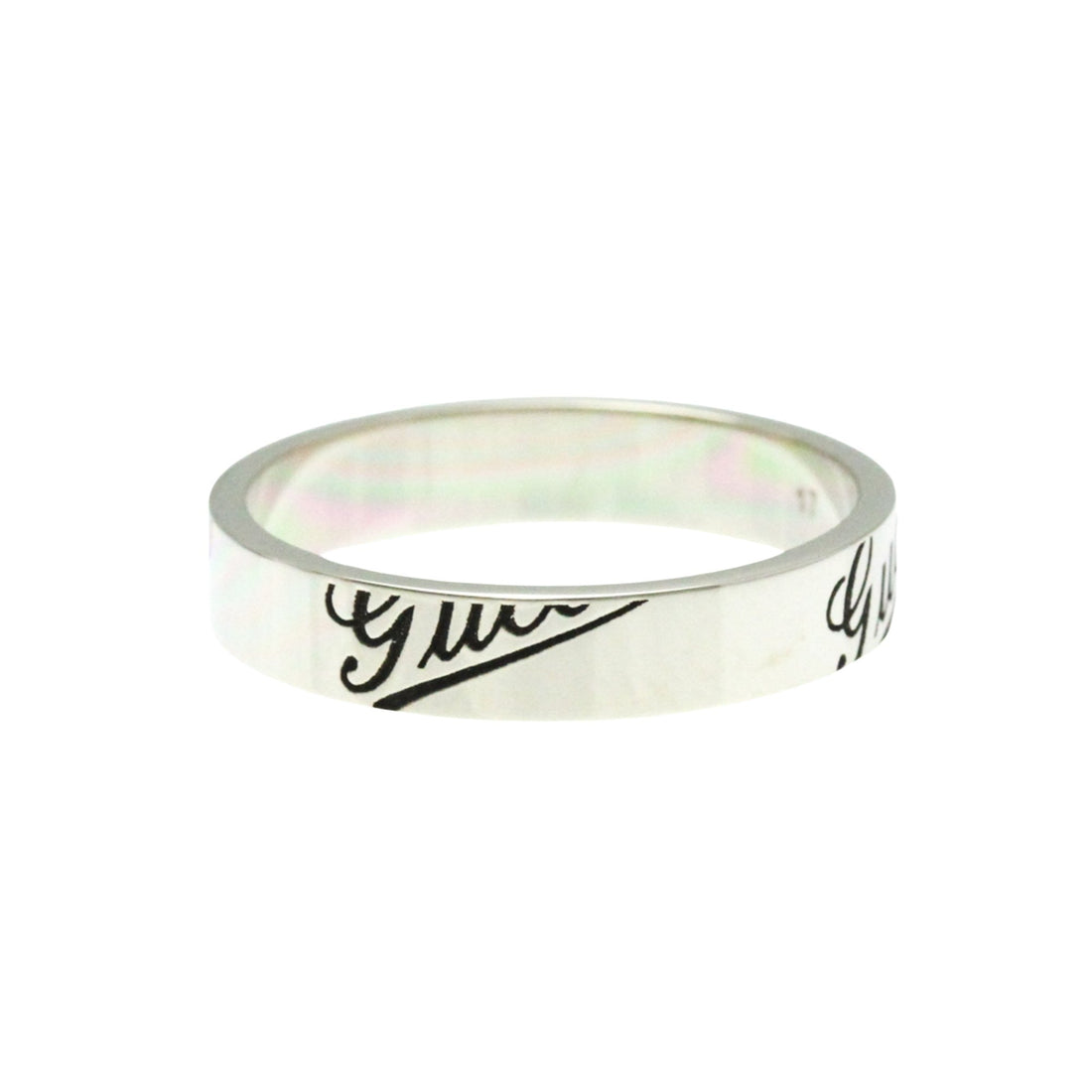 Gucci Gg Embossé Silver White Gold Ring Jewelry