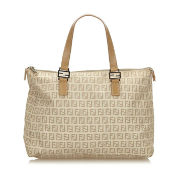 Fendi Brown Beige Canvas Fabric Zucchino Tote Bag Italy
