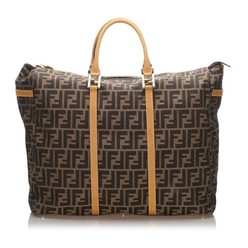 Fendi Brown Canvas Fabric Zucca Weekender Italy