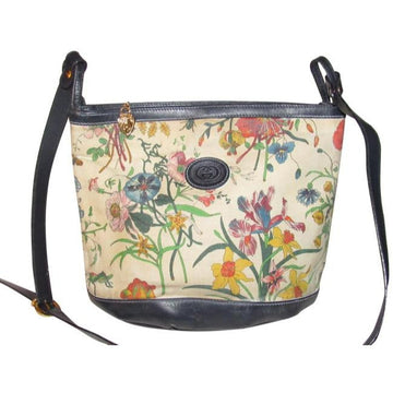 Gucci Garden Souvenir  Pursesdesigner Purses Floral Print Canvas And Navy Blue Leather Satche
