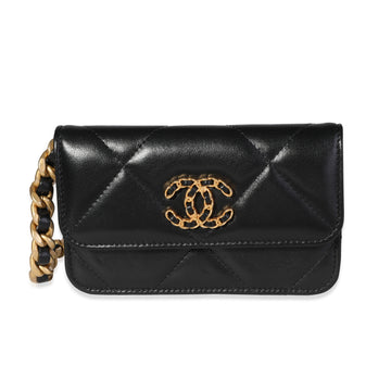 Top Quality Chanel Black Quilted Lambskin 19 Mini Coin Purse With Chain