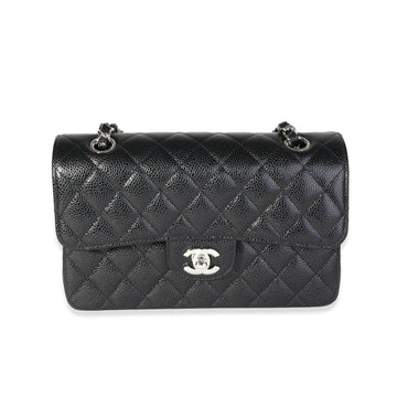 Top Quality Chanel Black Quilted Caviar Small Classic Double New Bag