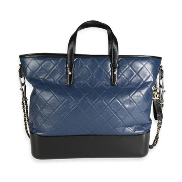 Top Quality Chanel Black & Blue Quilted Calfskin Large Gabrielle Shopping Tote