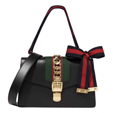 Gucci sylvie black leather handbag