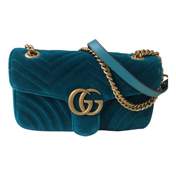 Gucci marmont blue suede handbag