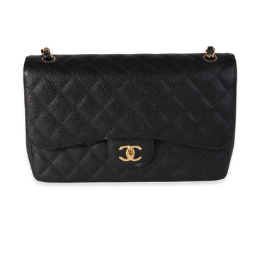 Top Quality Chanel Black Quilted Caviar Jumbo Classic Double New Bag