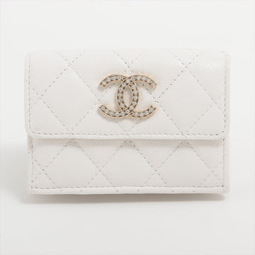 New 1:1 Rep Top Quality Chanel Matrasse Caviar S Compact Wallet White Gold  Random